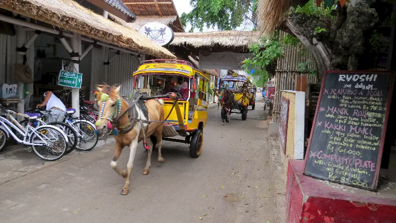 Gili Trawanganda ulaşım aracı atlı arabalar